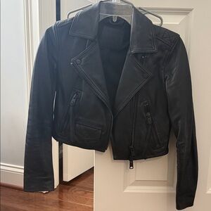 Women's All Saints  Black crop Leather Jacket